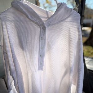 Aerie White Hooded Sweatshirt
